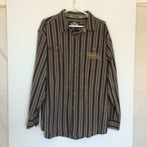 Harley-Davidson Mens Long Sleeve Button Down Shirt XL Black Brown Striped HD